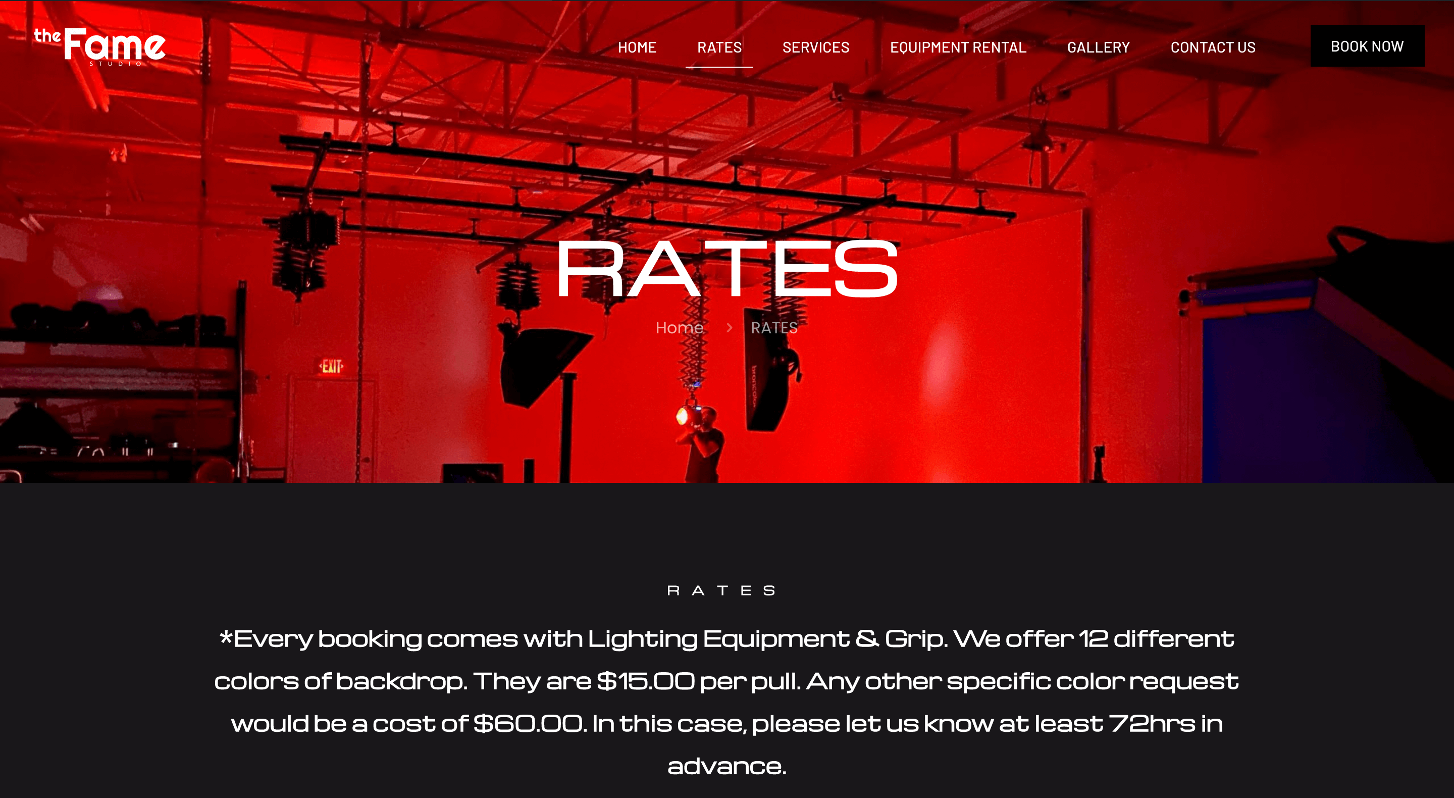 The Fame Studio Rates Starting From 125Hour (2 hours min)